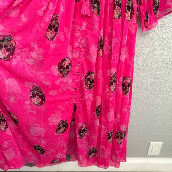 Torrid Maxi Chiffon Dress Size 0(Large) Skull Print NWT - Picture 6 of 9